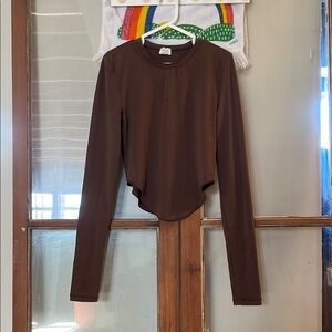 Wilfred Brown Asymmetrical Long Sleeve Top